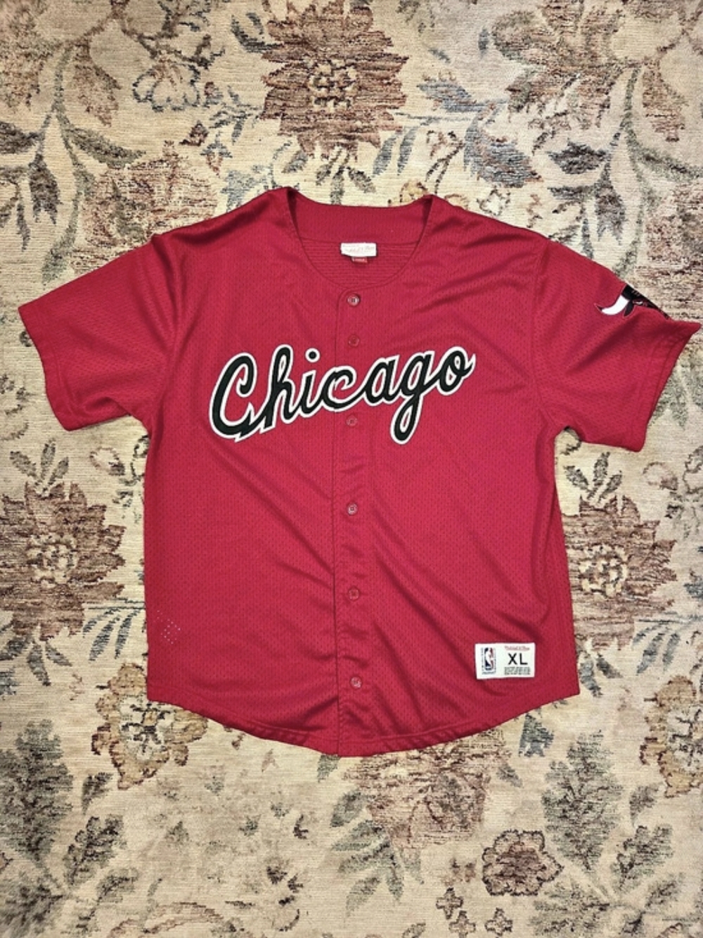Mitchell And Ness Chicago Bulls Men's Red Baseball Jersey Size XL